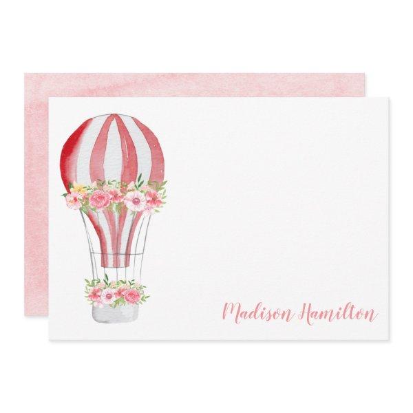 Watercolor Hot Air Balloon Personalized Stationery Note Card