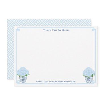 Watercolor Hydrangeas Something Blue Bridal Shower Thank You Card