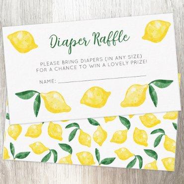 Watercolor Lemon Pattern Citrus Diaper Raffle Enclosure Card