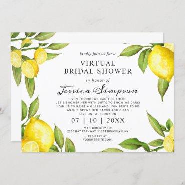 Watercolor Lemons Virtual Bridal Shower By Mail Invitation