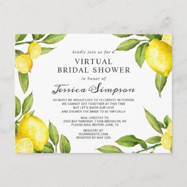 Watercolor Lemons Virtual Bridal Shower Invitation Postcard