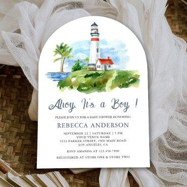 Watercolor Lighthouse Nautical Arch