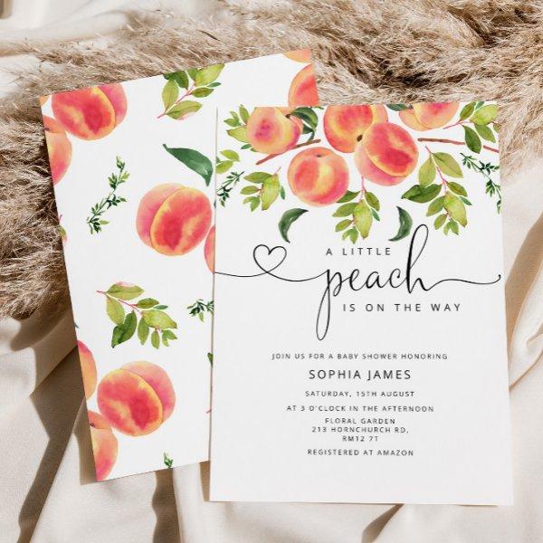 Watercolor Little peach is on the way baby shower