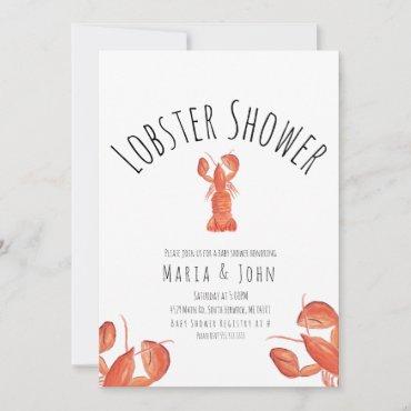 Watercolor Lobster Party Baby Shower Crab Boil Announcement
