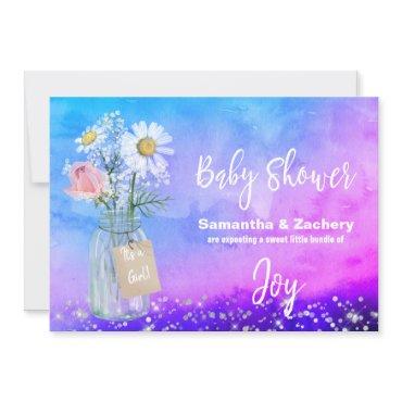 *~* Watercolor Mason Jar Floral Baby Shower Rustic