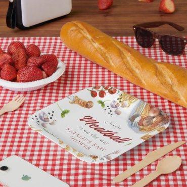 Watercolor Meatball Italian Baby Shower  Paper Plates