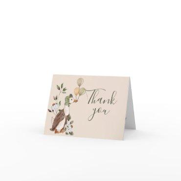 Watercolor Mother Goose Daisy Flower Baby Shower Thank You Card