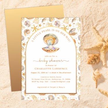 Watercolor Ocean Little Pearl Baby Shower