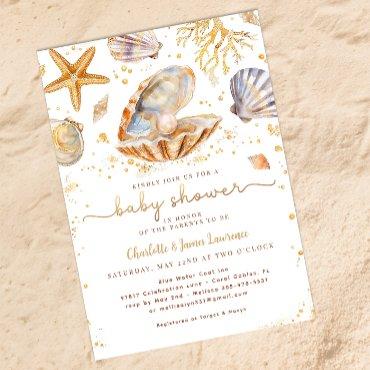 Watercolor Ocean Little Pearl Baby Shower