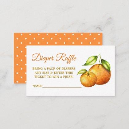 Watercolor Oranges Baby Shower Dots Diaper Raffle Enclosure Card