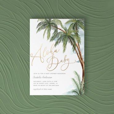 Watercolor Palm Trees Tropical Aloha
