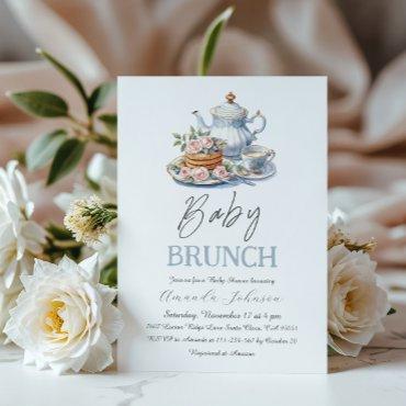 Watercolor Pancake Blueberry Baby Shower Brunch