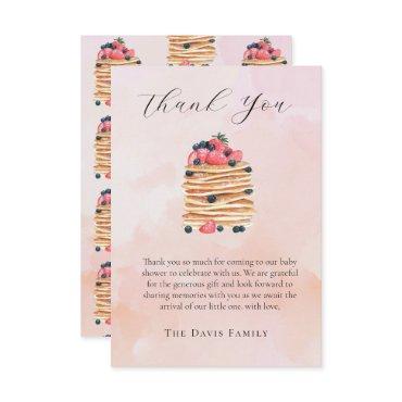 Watercolor Pancakes Baby Shower  Thank You Card
