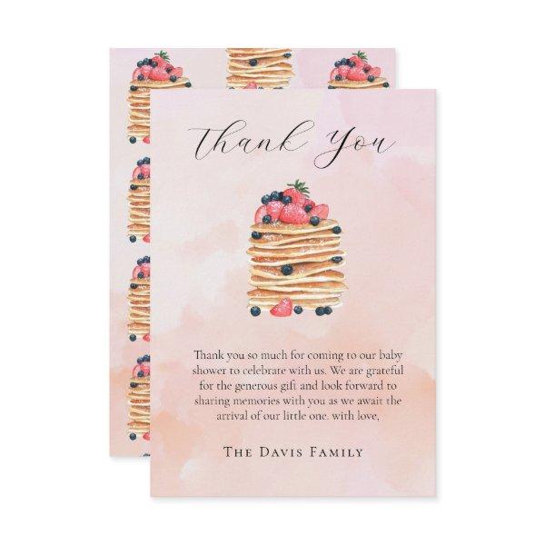 Watercolor Pancakes Baby Shower  Thank You Card