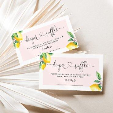 Watercolor pink lemon diaper raffle ticket enclosure card