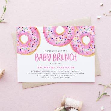 Watercolor Pink Sprinkle Donuts Baby Brunch