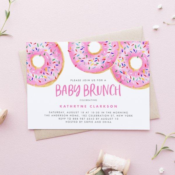 Watercolor Pink Sprinkle Donuts Baby Brunch
