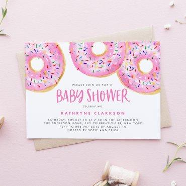 Watercolor Pink Sprinkle Donuts