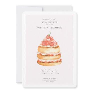 Watercolor Pink Strawberry Cake