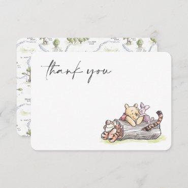 Watercolor Pooh & Pals Baby Shower Thank You Invitation