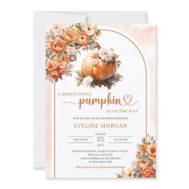 Watercolor pumpkin white autumn flowers peonies