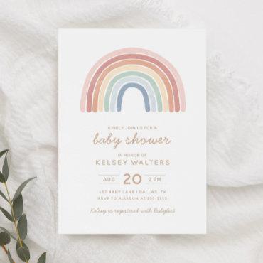 Watercolor Rainbow Gender Neutral Baby Shower Invi