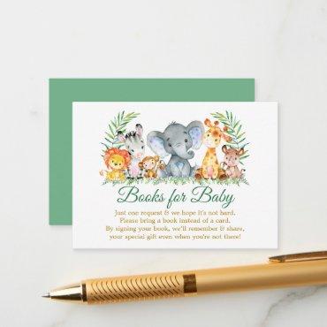 Watercolor Safari Animals Green Books for Baby Enclosure Card