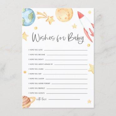 Watercolor Space Theme Baby Shower Wishes for Baby Enclosure Card