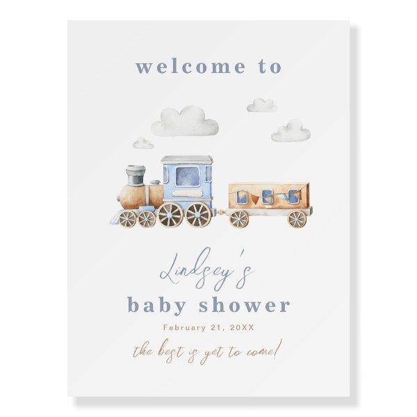 Watercolor Train Baby Shower Welcome Sign