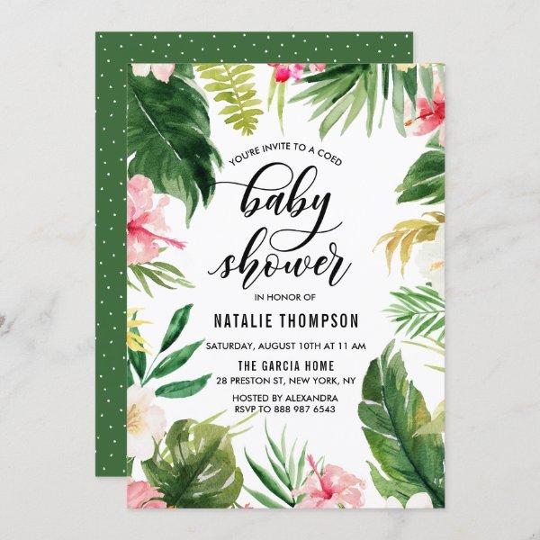 Watercolor Tropical Floral Frame Coed