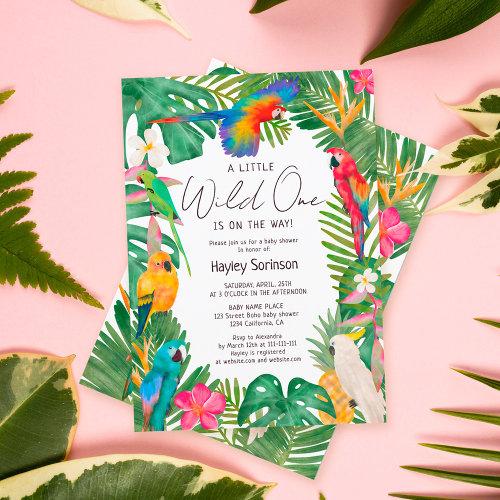 Watercolor tropical floral parrots