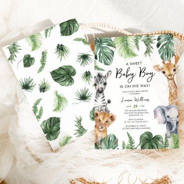 Watercolor Tropical Jungle Safari Boy
