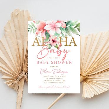 Watercolor Tropical Pink Floral Aloha