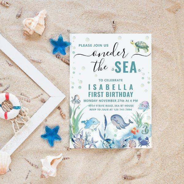 Watercolor under the sea 1st birthday