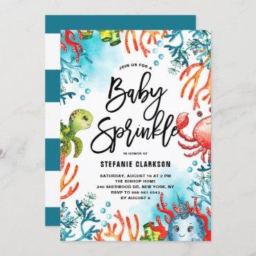 Watercolor Under the Sea Friends Baby Sprinkle Invitation