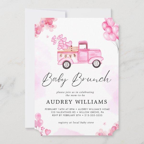 Watercolor Valentine's  Pink Car Baby Brunch