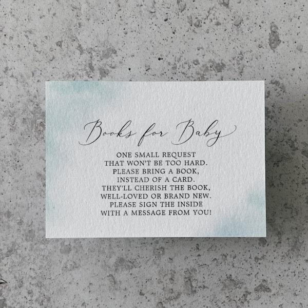 Watercolor Wash | Blue Baby Shower Books for Baby Enclosure Card
