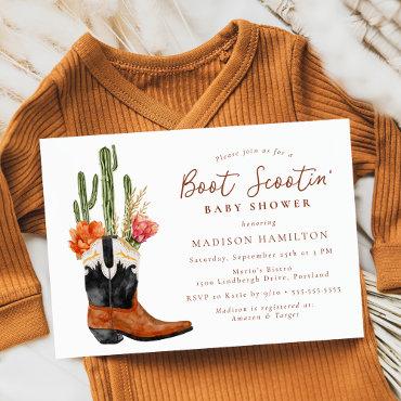 Watercolor Western Boot Scootin' Baby Shower