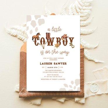 Watercolor Western Little Cowboy Baby Boy Shower