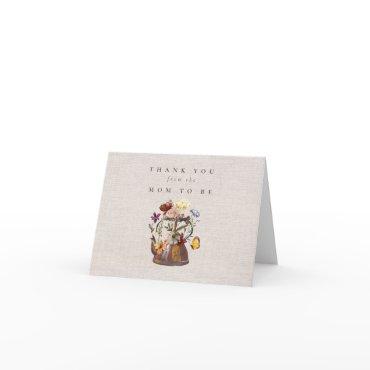 Watercolor Wildflower Tea Party Baby Shower Thank You Card
