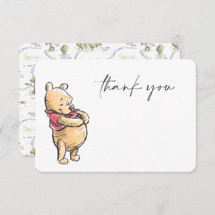 Watercolor Winnie the Pooh Baby Shower Thank You Invitation
