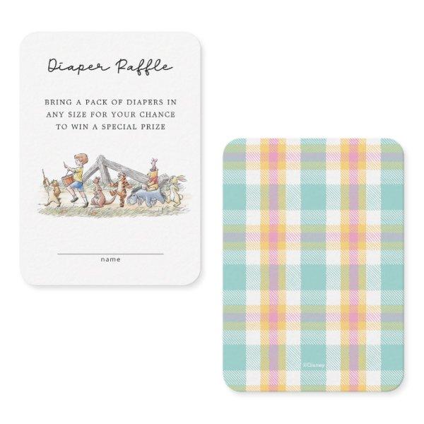 Watercolor Winnie the Pooh & Pals Diaper Raffle Place Card