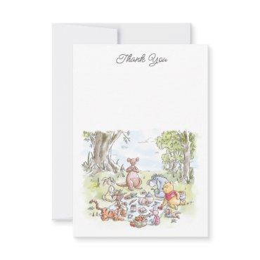 Watercolor Winnie the Pooh Picnic Baby Shower Thank You Card