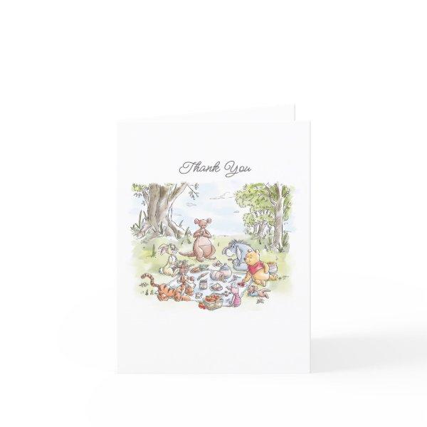 Watercolor Winnie the Pooh Picnic First Birthday Thank You Card