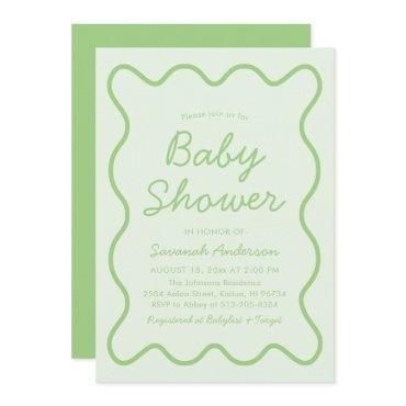 Wavy Modern Curvy Retro Sage Green