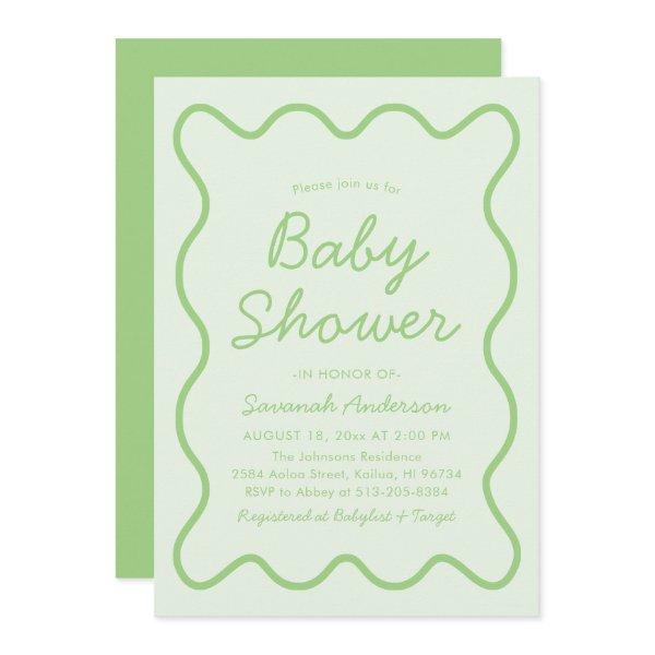Wavy Modern Curvy Retro Sage Green
