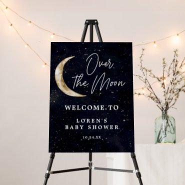We Are Over The Moon Baby Shower Welcome Sign