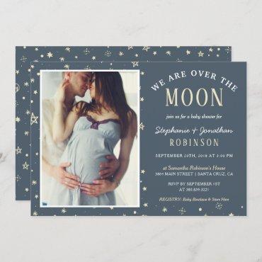 We Are Over The Moon Photo Baby Shower Invitation