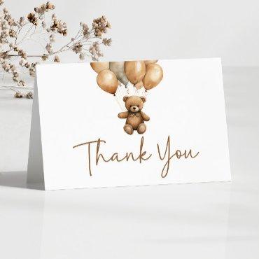 We Can Bearly Wait Boho Teddy Bear Baby Shower Thank You Card