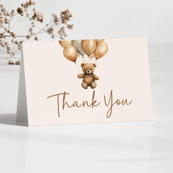 We Can Bearly Wait Boho Teddy Bear Baby Shower Thank You Card